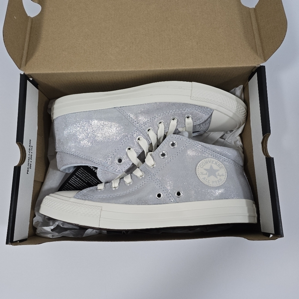 Converse Womens  Chuck Taylor All Star Silver Glitter High-Top Sneakers Size 9.5 - Picture 9 of 10
